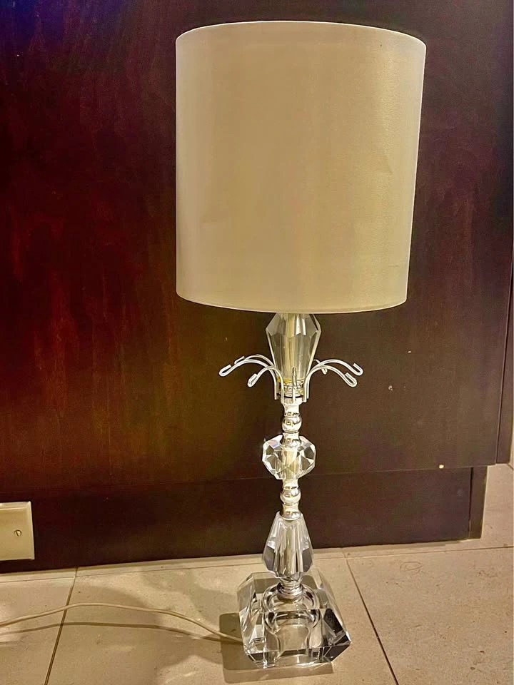 Crystal Table Lamp with Drum Shade