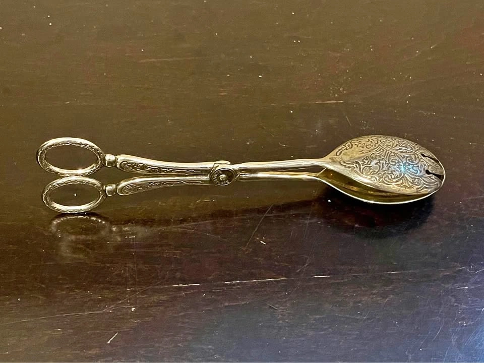 Vintage Silver plated Zinc Alloy Serving Tongs