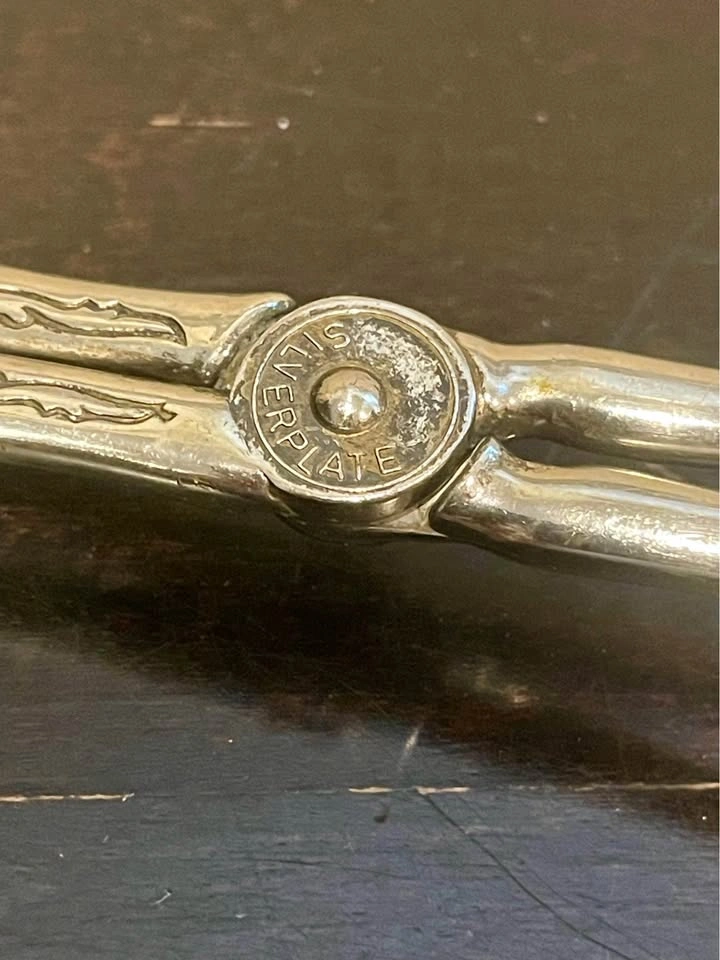 Vintage Silver plated Zinc Alloy Serving Tongs - photo 5