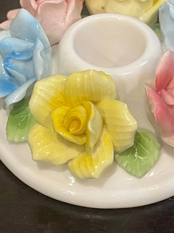 Vintage Porcelain Rose Candle Holder Made in Japan - photo 2