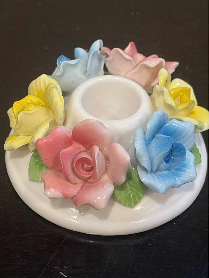 Vintage Porcelain Rose Candle Holder Made in Japan - photo 4