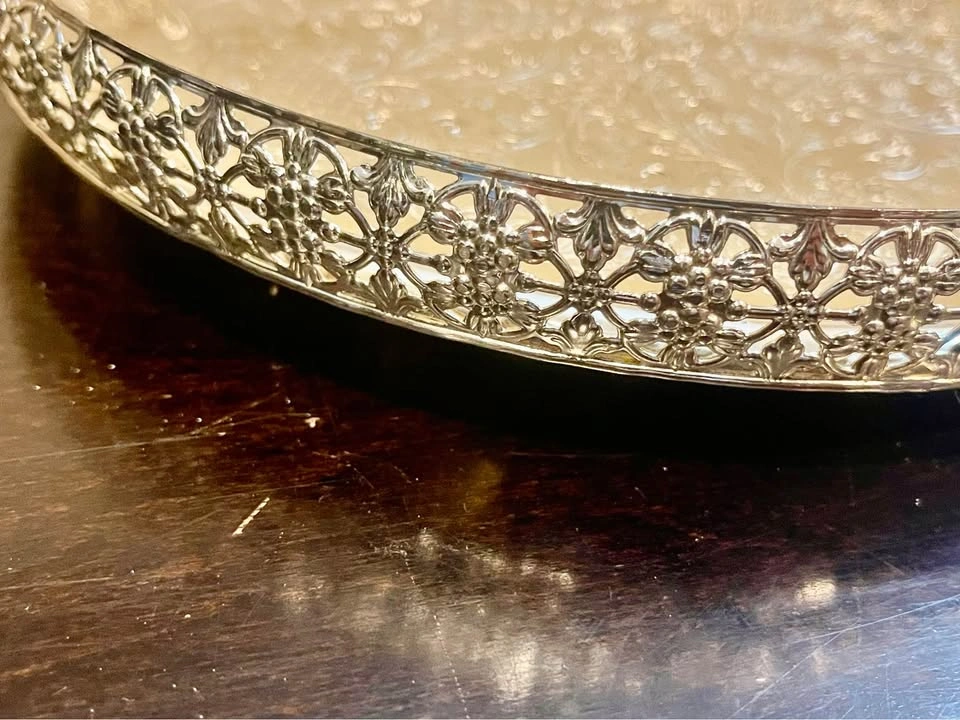 Vintage Silver-Plated Round Gallery Tray - photo 2