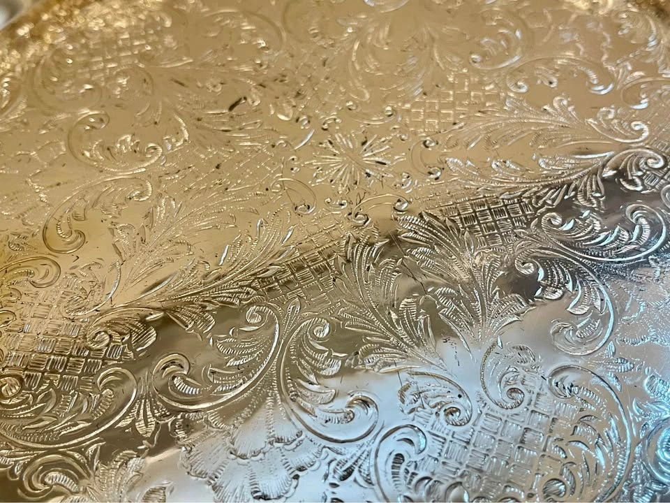 Vintage Silver-Plated Round Gallery Tray - photo 5