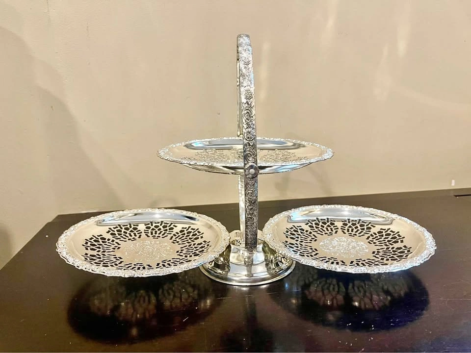Vintage Silver Plated 3-Tier Serving Stand Made in England