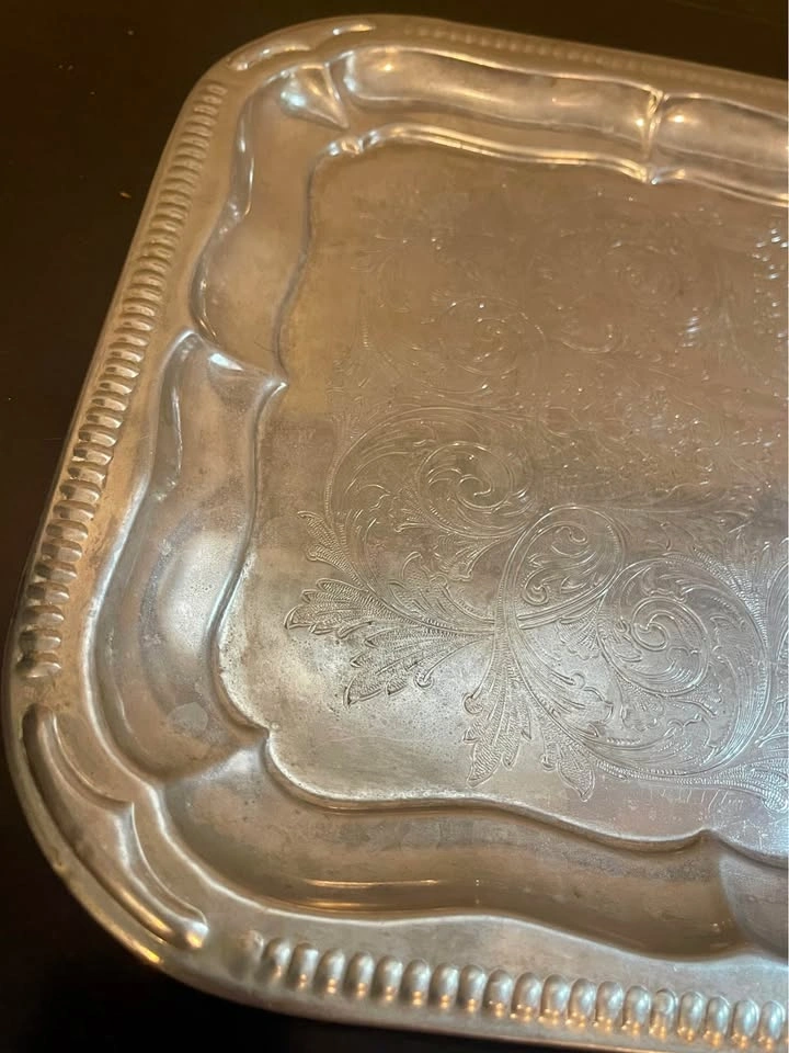 Vintage Silver-Plated Engraved Serving Tray - photo 2