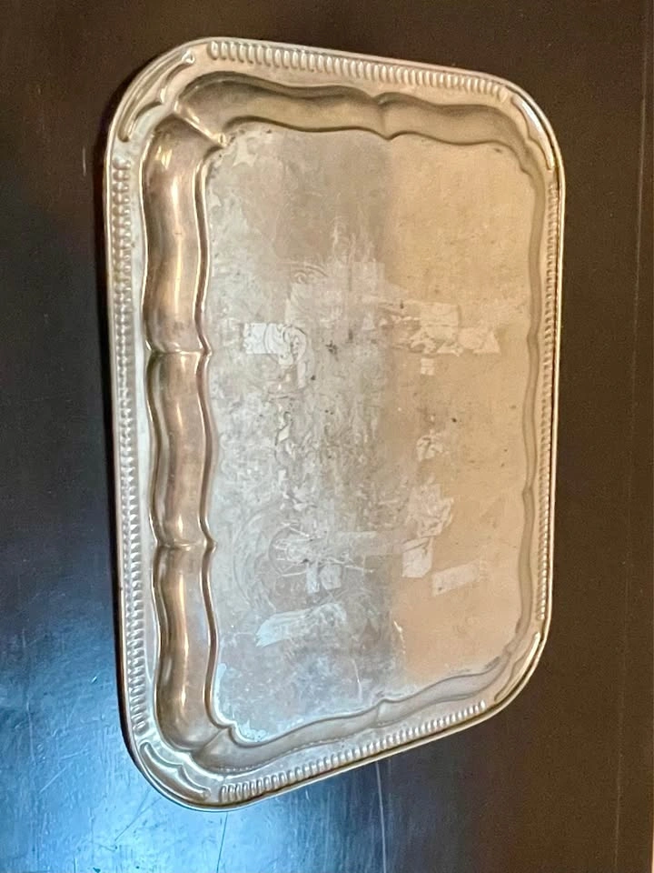 Vintage Silver-Plated Engraved Serving Tray - photo 3