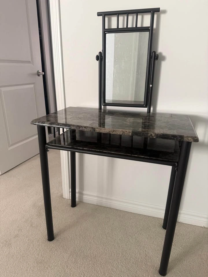 Faux Marble Vanity Table with Swivel Mirror - photo 3