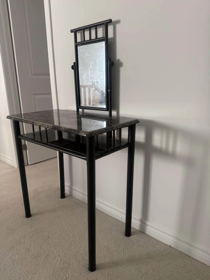 Faux Marble Vanity Table with Swivel Mirror - photo 4
