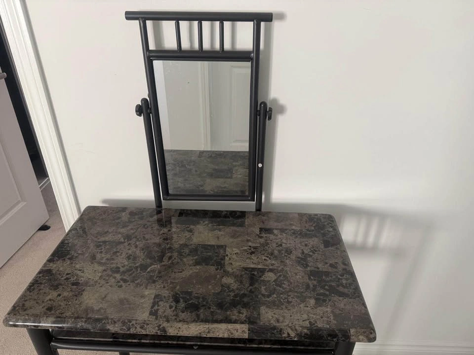 Faux Marble Vanity Table with Swivel Mirror - photo 5
