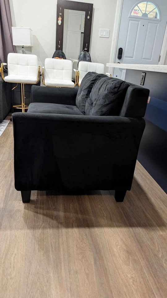 Black Microfiber Loveseat (compact) - photo 3