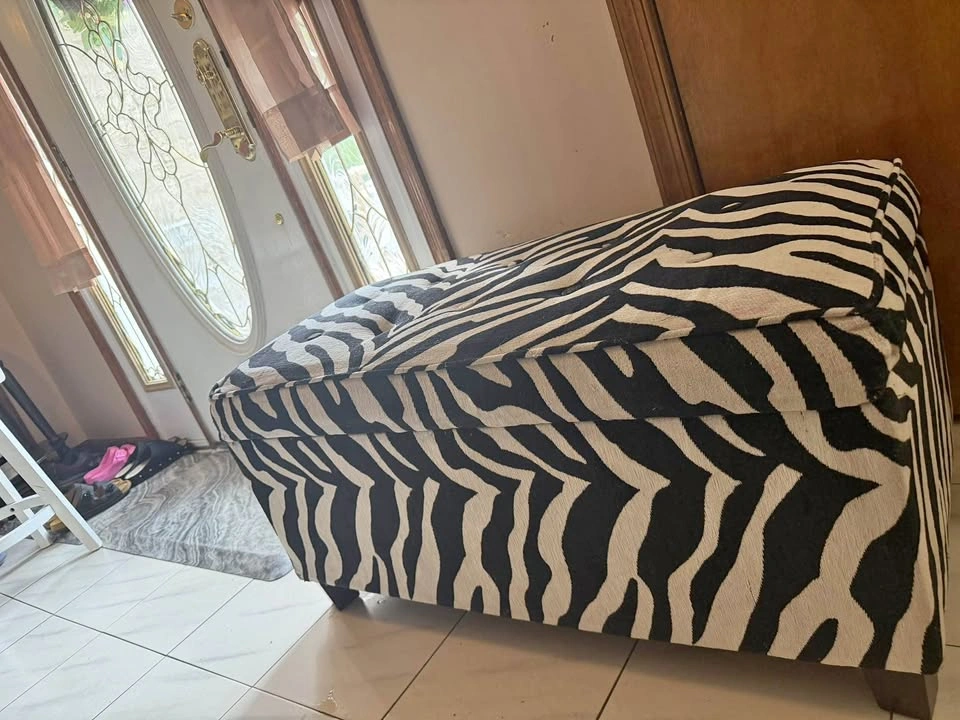 Black and white storage bench
