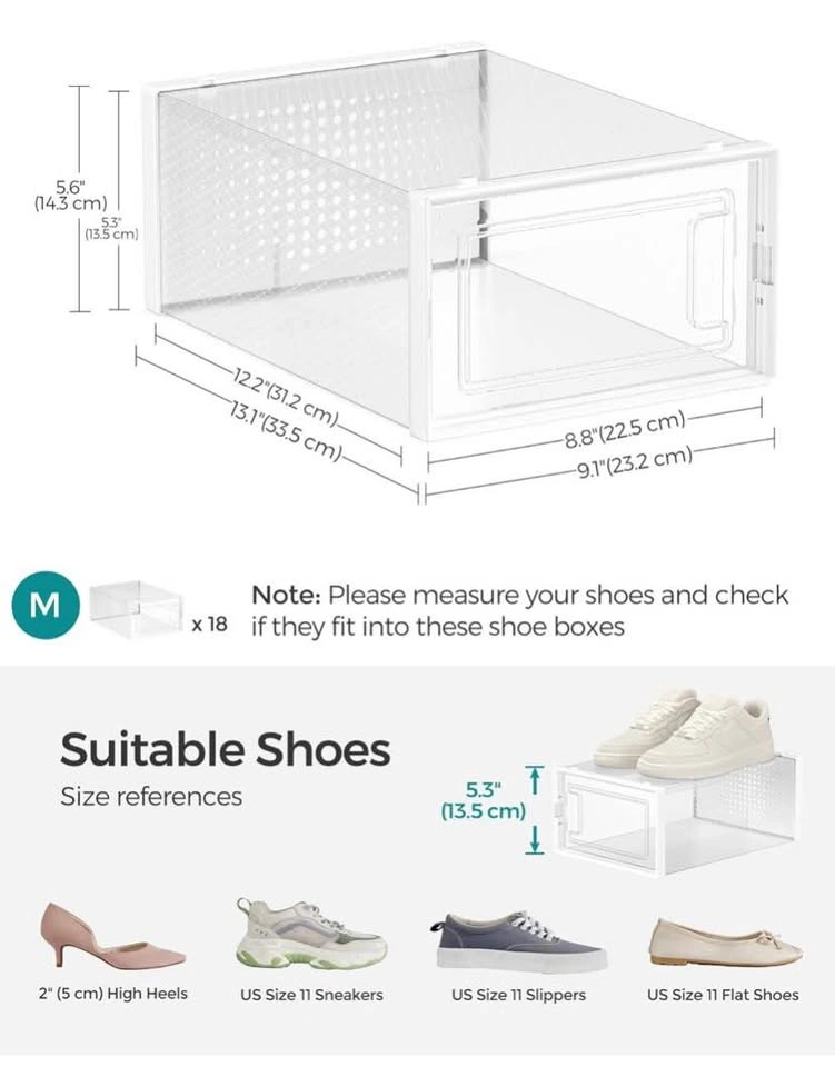 Shoe Boxes - Set of 18 Clear Stackable Storage - photo 3