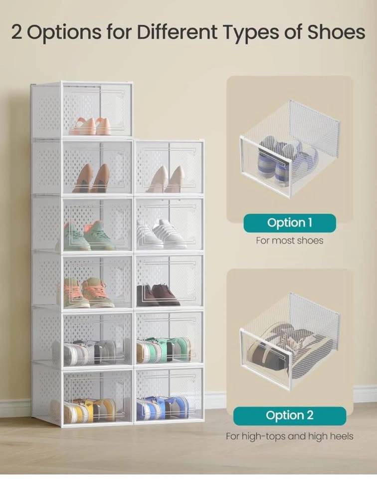 Clear Plastic Shoe Storage Box | Set of 12 XXL Stackable - photo 4