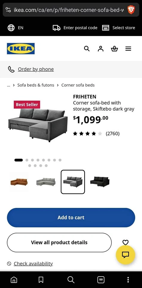 IKEA FRIHETEN Scratched up Couch
