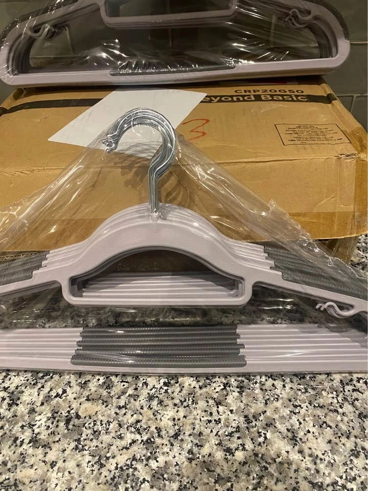 50 Grey + Silver Plastic Adult Size Hangers