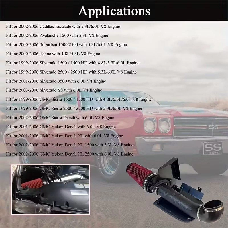 Cold Air Intake for GM Trucks (Black/Red) - photo 4