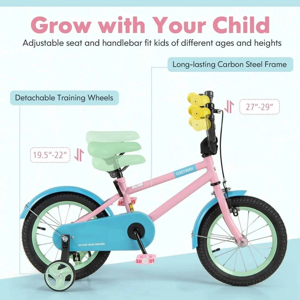 12 Inch Pink Kids Bike with Training Wheels - photo 3