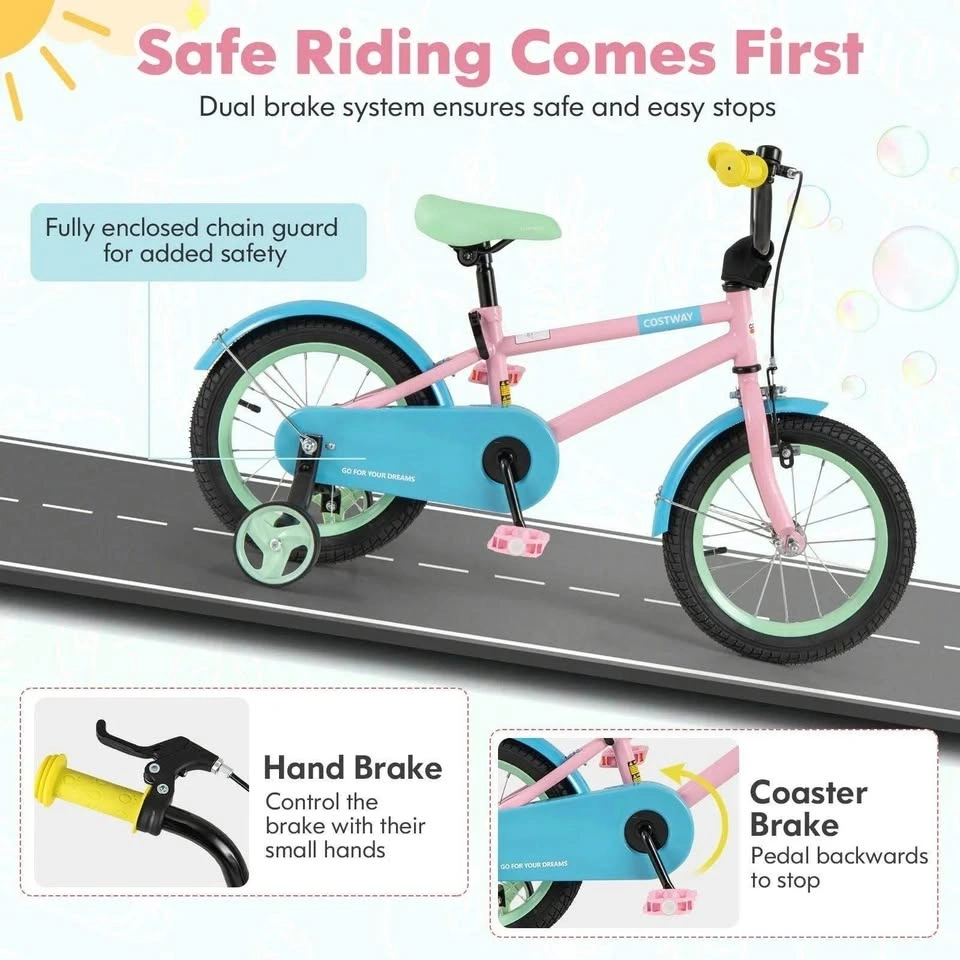 12 Inch Pink Kids Bike with Training Wheels - photo 4