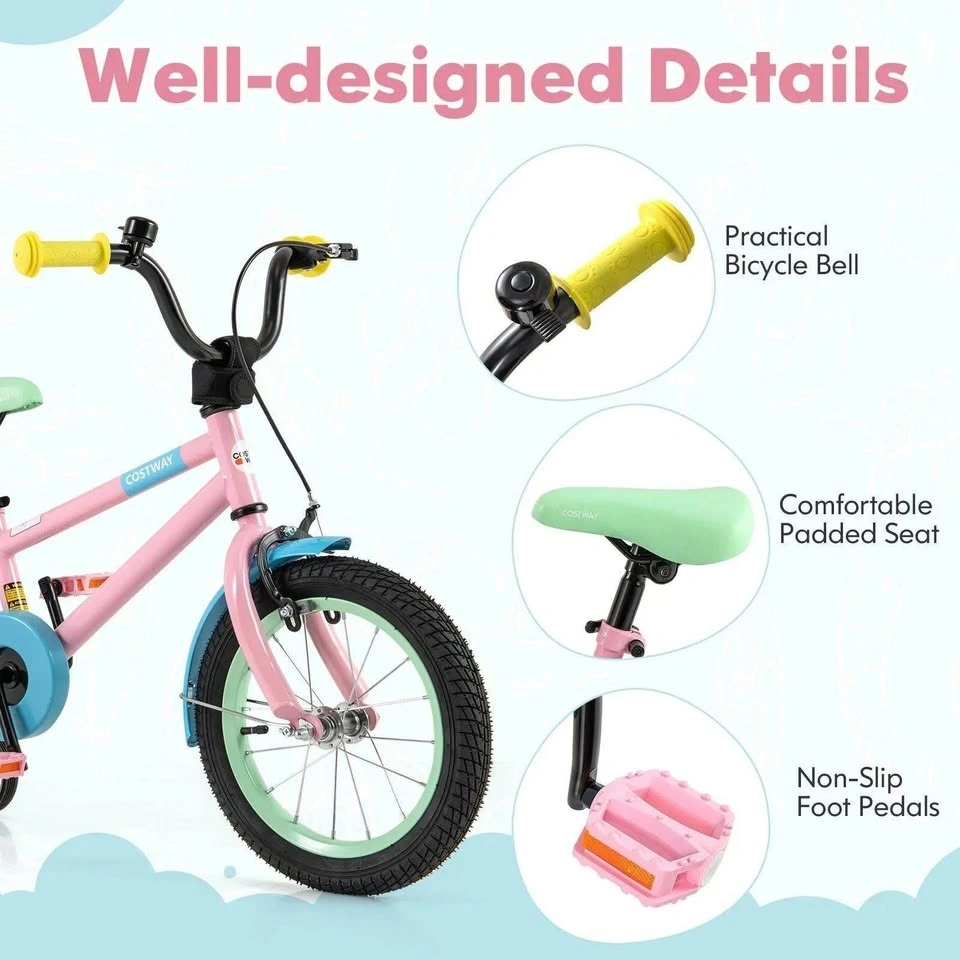 12 Inch Pink Kids Bike with Training Wheels - photo 5