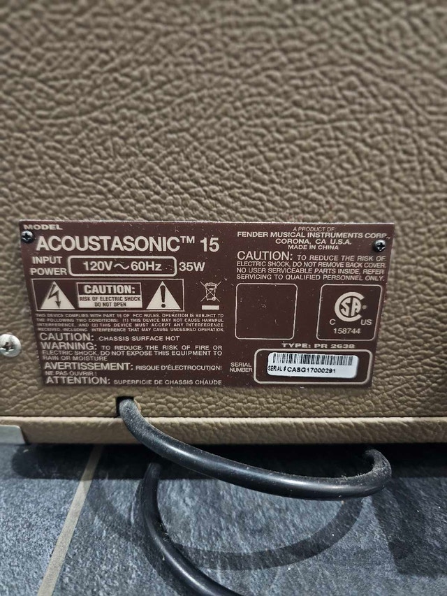 Fender Acoustasonic 15 Acoustic Guitar & Vocal Amp - photo 2