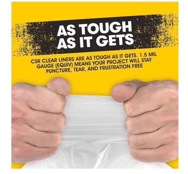 60 Gallon Clear Trash Bags - 100 Pack - 38" x 58" - 1.5 Mil
