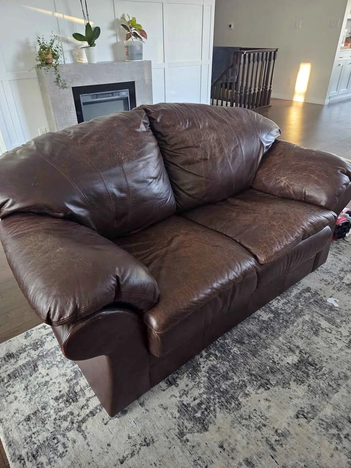 Brown Leather 2-Seater Sofa