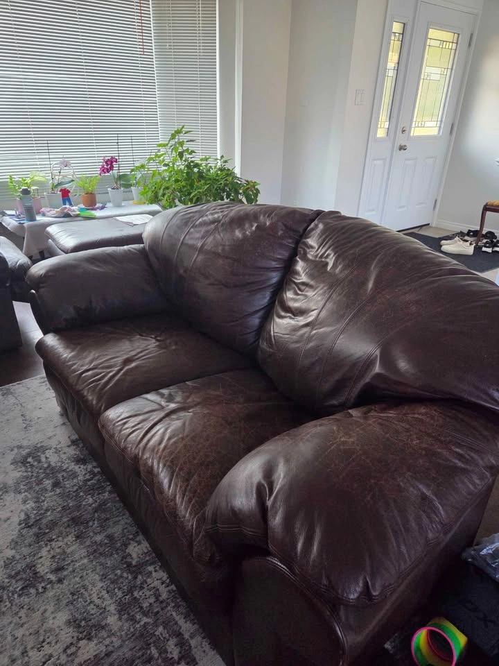 Brown Leather 2-Seater Sofa - photo 2