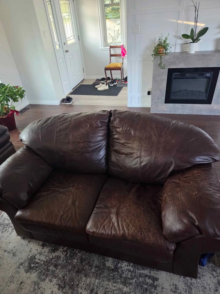 Brown Leather 2-Seater Sofa - photo 3
