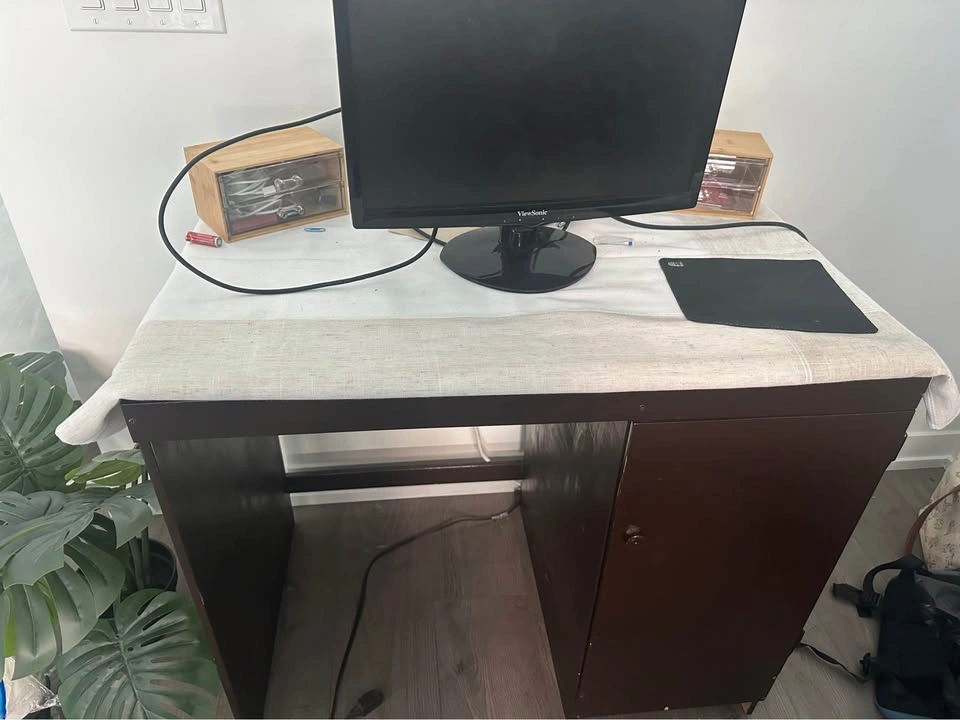FREE Dark Brown Wooden Desk with Storage Cabinet