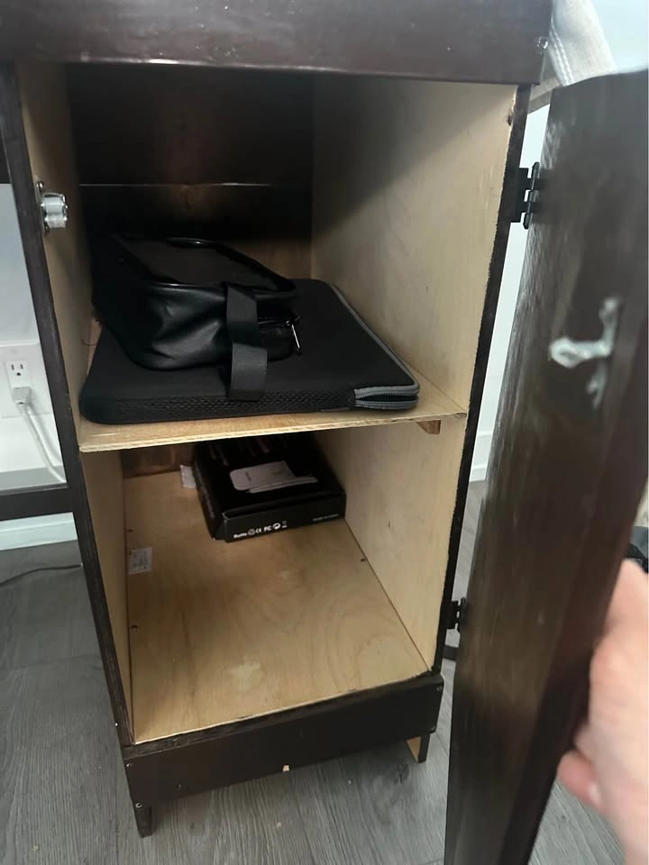 FREE Dark Brown Wooden Desk with Storage Cabinet - photo 2