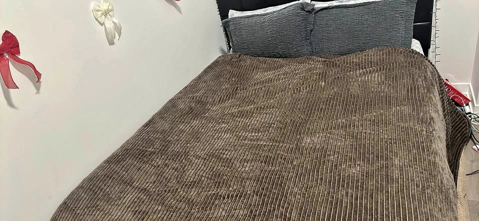 Dark Gray Corduroy Comforter Set