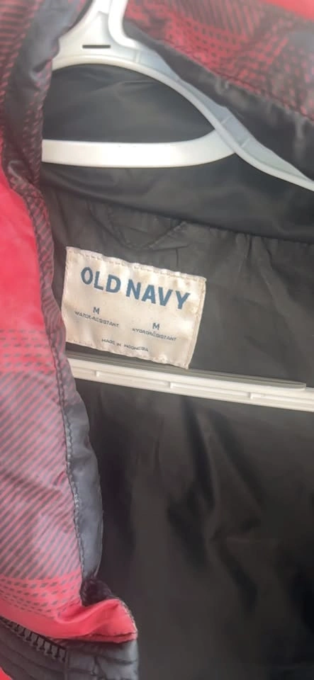 Old Navy Red Black Plaid Puffer Jacket - photo 2