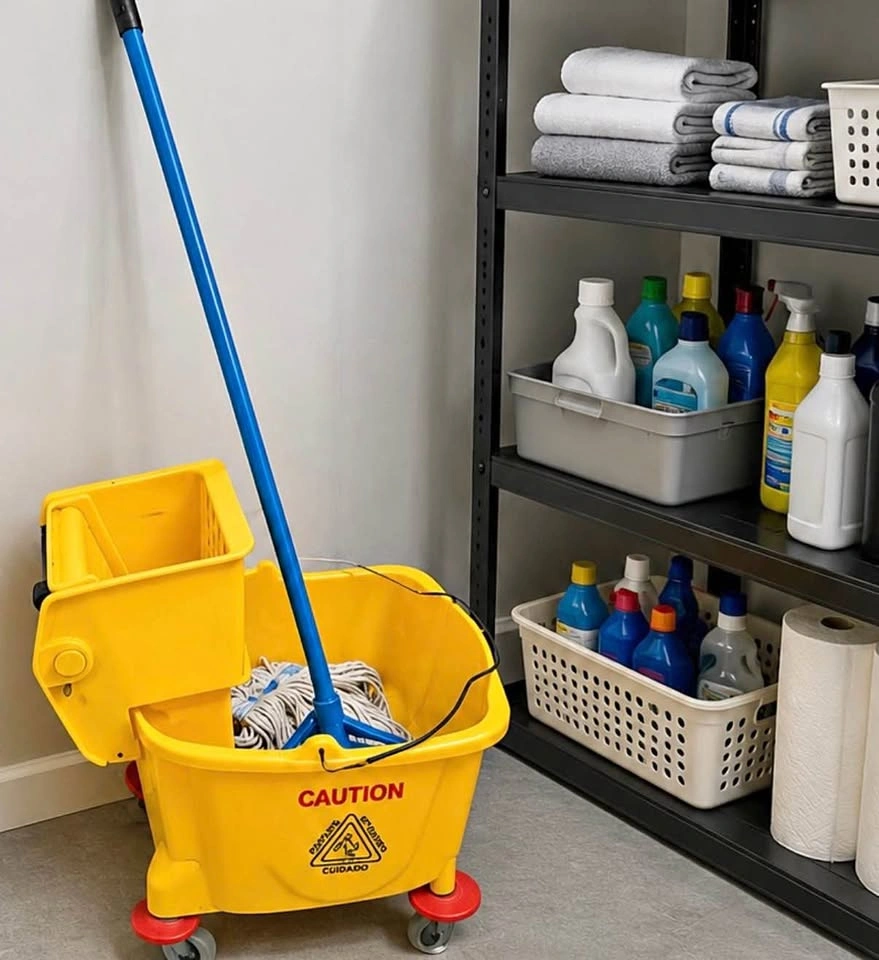 Commercial Mop Bucket with Wringer – Heavy Duty – Excellent Cond