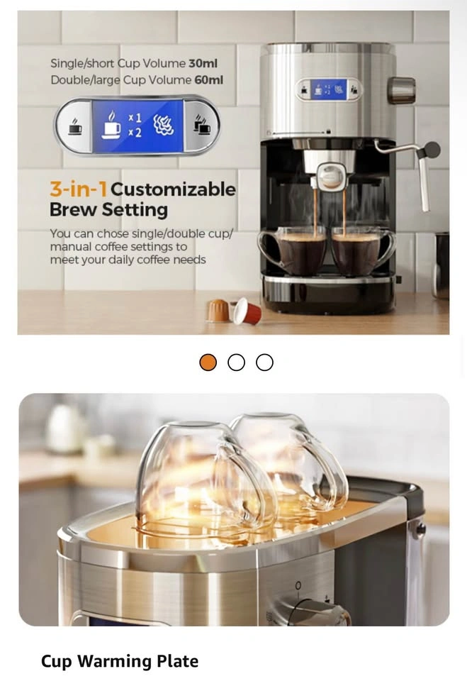 Steel 20 Bar Espresso Machine with Milk Frother + Pitcher - photo 4