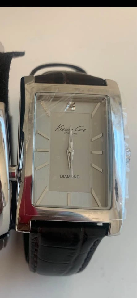 Kenneth Cole NY Diamond Accent Silver Rect. Dial Black Leather W - photo 3