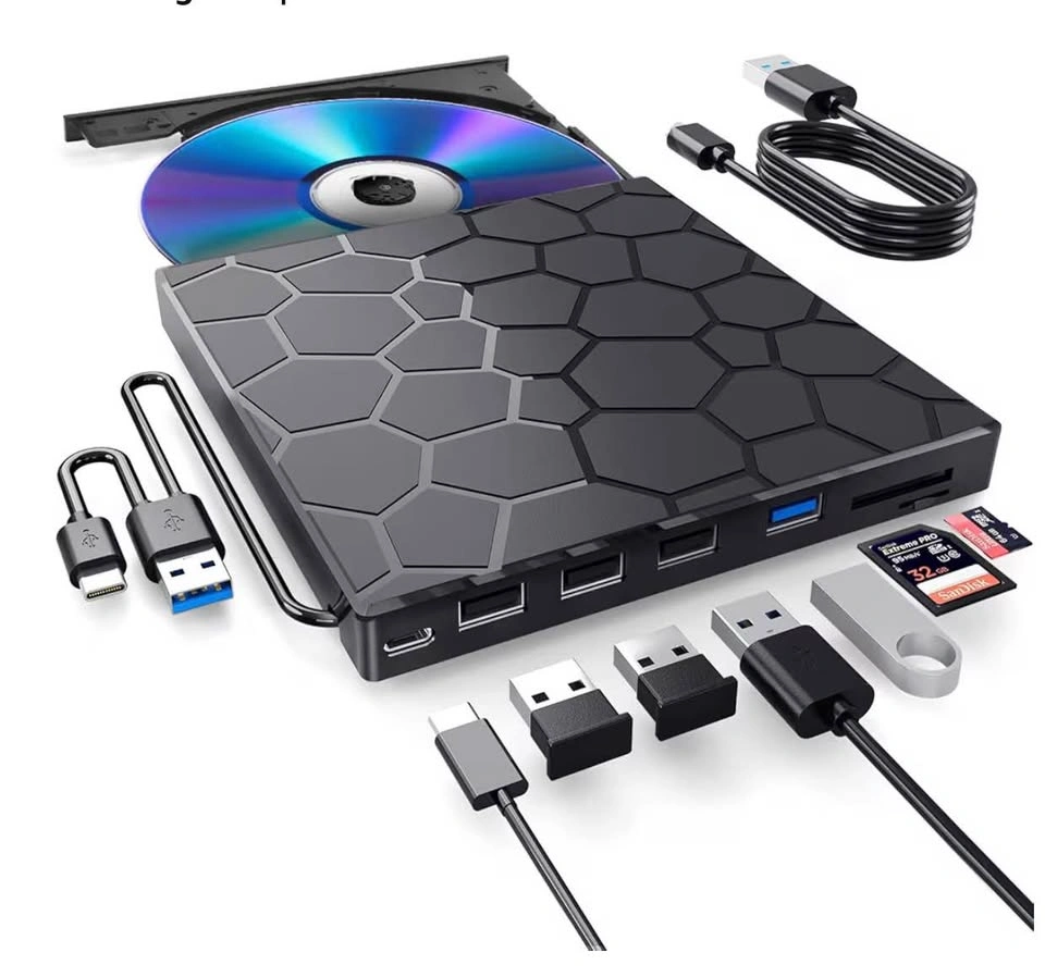 External CD/DVD Drive 8-in-1 USB 3.0 Ultra-Slim Portable - photo 2