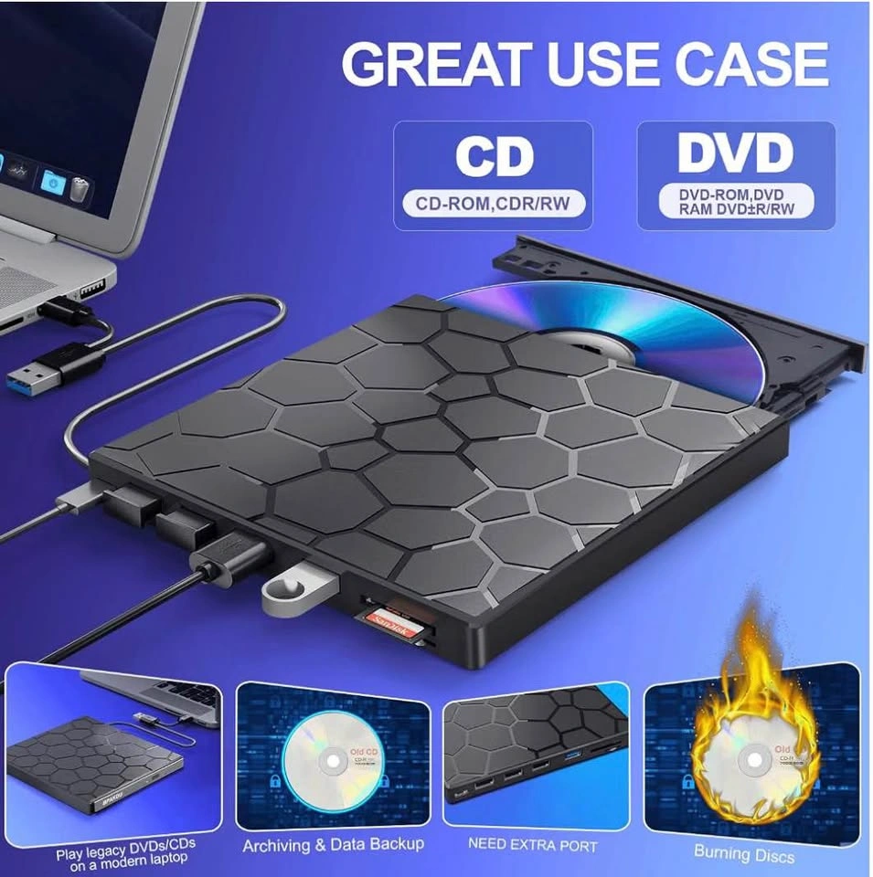 External CD/DVD Drive 8-in-1 USB 3.0 Ultra-Slim Portable - photo 5