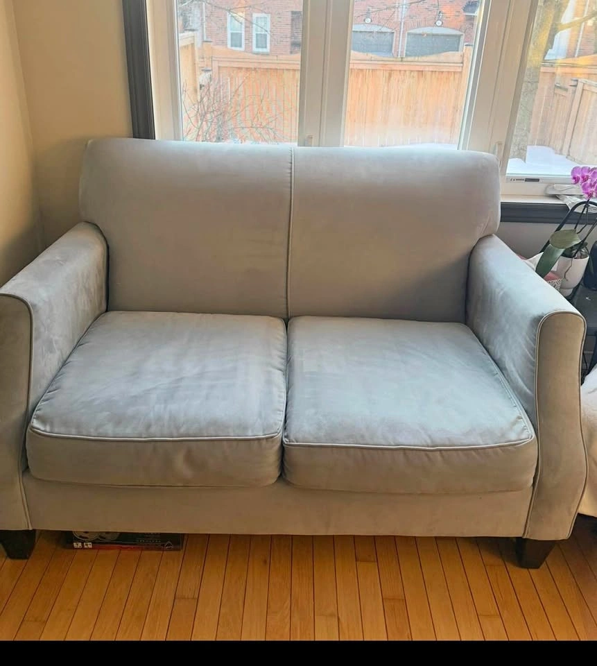 Grey Fabric Loveseat