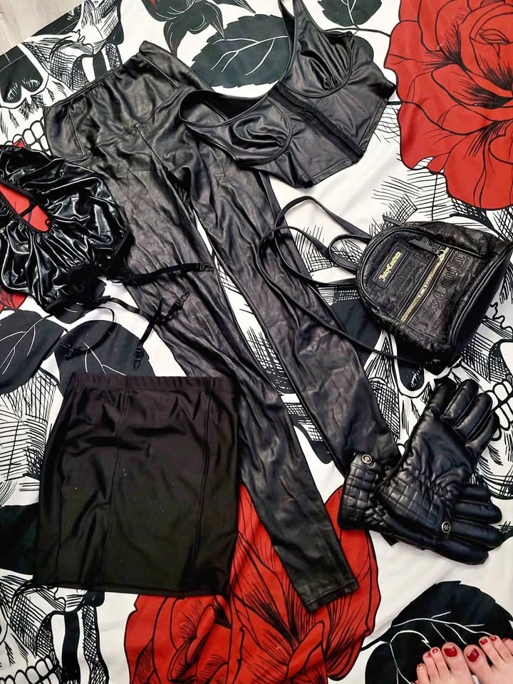 Juicy Couture Backpack and Black Faux Leather Clothing Bundle