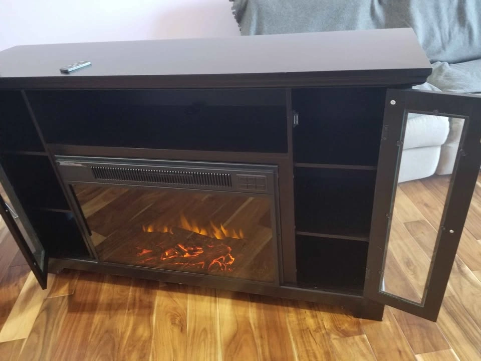 Electric Fireplace TV Stand with Shelves - photo 2