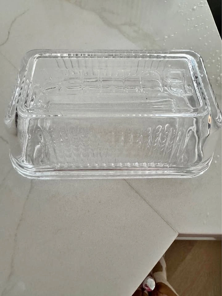 Clear Glass Butter Dish with Lid