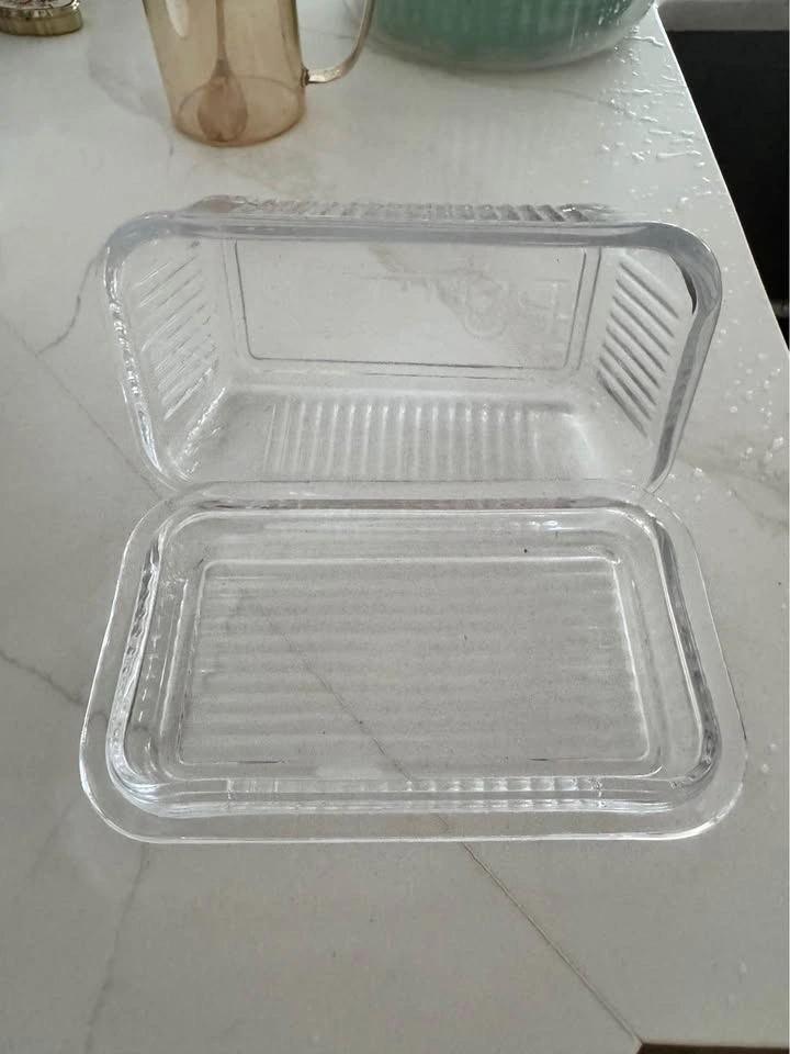 Clear Glass Butter Dish with Lid - photo 2