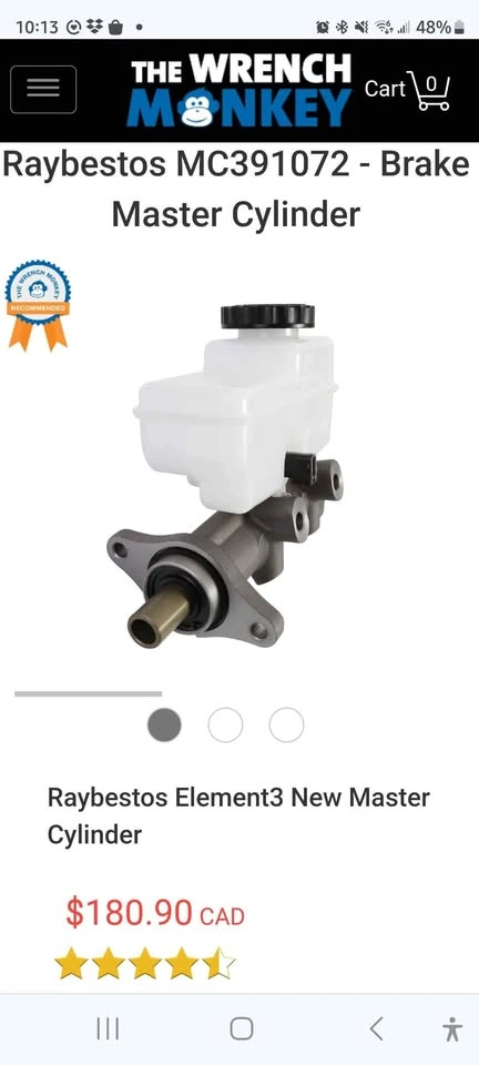 Master cylinder Raybestos MC391072 (fits Nissan Titan)