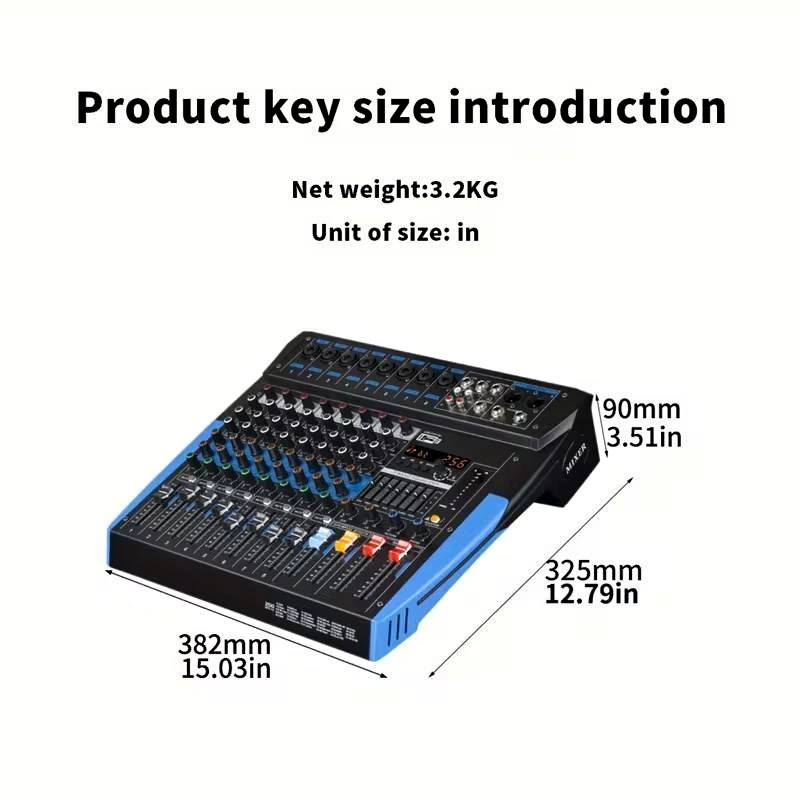 8 Channel Audio Mixer Board with Mobile Wireless Control