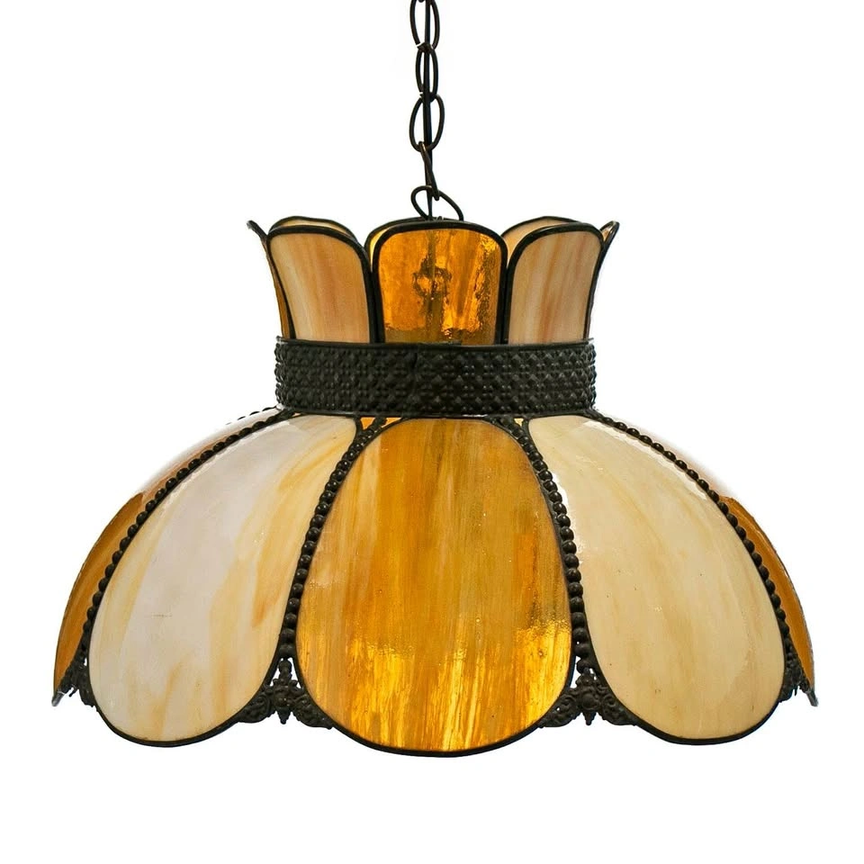 Vintage Meyda Tiffany Anabelle Slag Glass Pendant Light