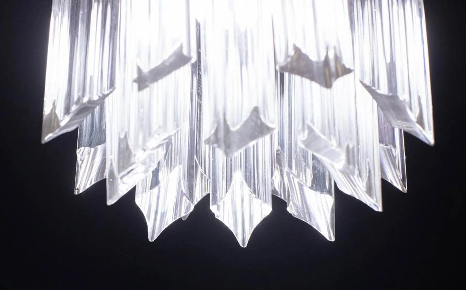 Vintage 1960s Murano Venini Trilobi Glass Flush Mount Chandelier - photo 2