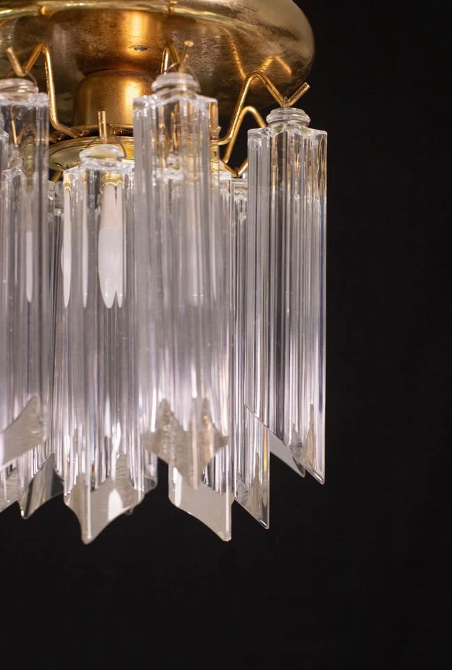 Vintage 1960s Murano Venini Trilobi Glass Flush Mount Chandelier - photo 4