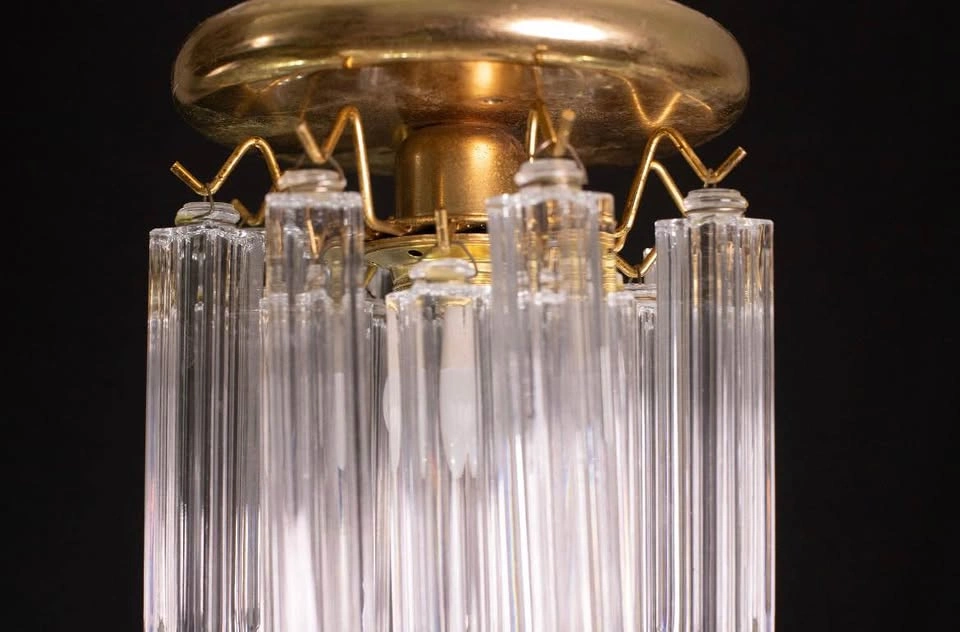 Vintage 1960s Murano Venini Trilobi Glass Flush Mount Chandelier - photo 5
