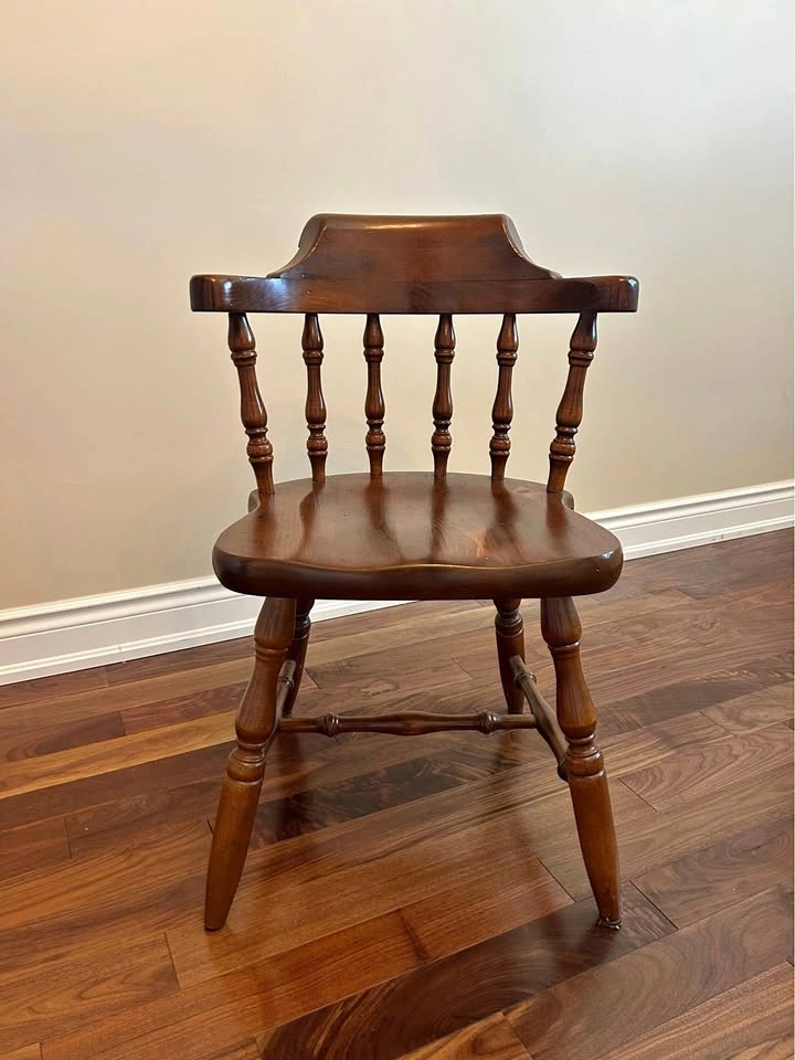 Vintage English Penny Dining Arm Chairs – Set of 6