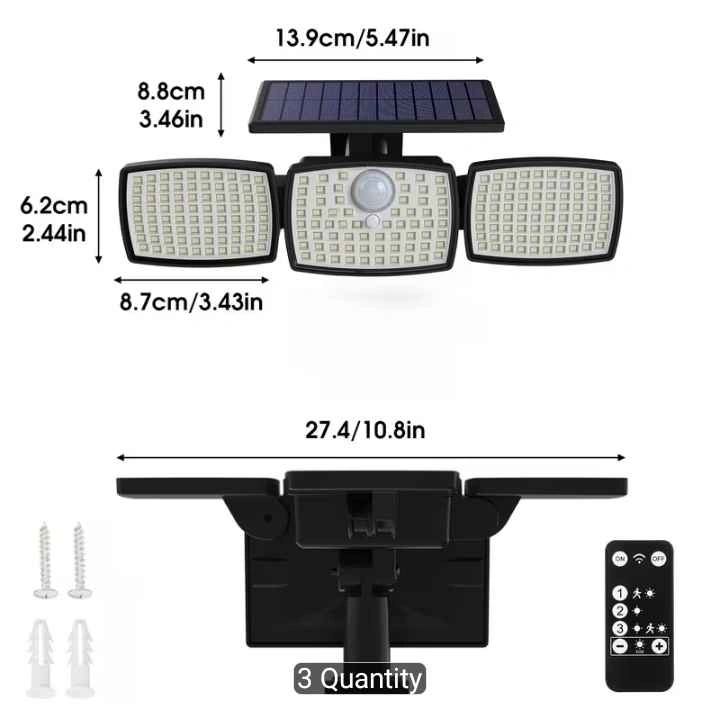 4 Head Solar Motion Sensor Outdoor Security Light - photo 3